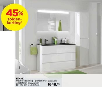 Promoties Edge meubelopstelling - glanzend wit wastafel in blauwsteen - Storke - Geldig van 24/06/2019 tot 31/07/2019 bij X2O