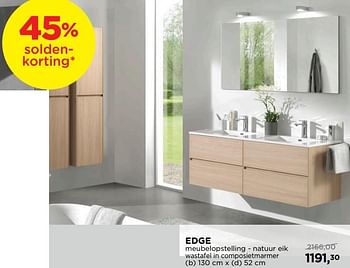Promoties Edge meubelopstelling - natuur eik wastafel in composietmarmer - Storke - Geldig van 24/06/2019 tot 31/07/2019 bij X2O