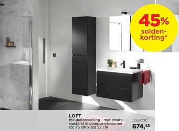 Promoties Loft meubelopstelling - mat zwartwastafel in composietmarmer - Storke - Geldig van 24/06/2019 tot 31/07/2019 bij X2O