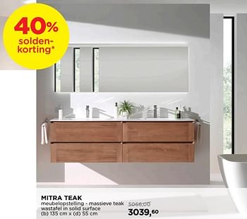 Promoties Mitra teak meubelopstelling - massieve teak wastafel in solid surface - Balmani - Geldig van 24/06/2019 tot 31/07/2019 bij X2O