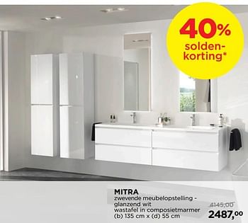 Promoties Mitra zwevende meubelopstelling - glanzend wit wastafel in composietmarmer - Balmani - Geldig van 24/06/2019 tot 31/07/2019 bij X2O
