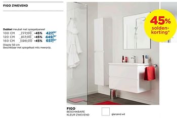 Promoties Figo zwevend dubbel meubel met spiegelpaneel - Linie - Geldig van 24/06/2019 tot 31/07/2019 bij X2O