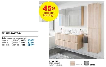 Promotions Express zwevendenkel meubel met spiegelpaneel - Linie - Valide de 24/06/2019 à 31/07/2019 chez X2O