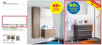 Promoties Bèta wastafel in composietmarmer staand dubbel meubel met 3 lades en spiegelpaneel - Storke - Geldig van 24/06/2019 tot 31/07/2019 bij X2O