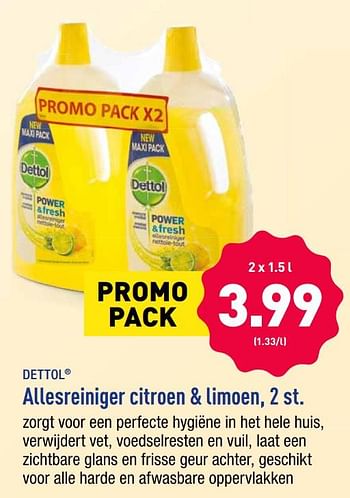 Promotions Allesreiniger citroen + limoen - Dettol - Valide de 17/06/2019 à 22/06/2019 chez Aldi