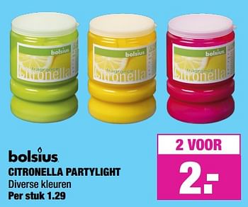 Promoties Citronella partylight - Bolsius - Geldig van 17/06/2019 tot 29/06/2019 bij Big Bazar