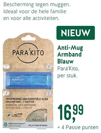 Promoties Anti-mug armband blauw - Para'Kito - Geldig van 17/06/2019 tot 14/07/2019 bij Holland & Barret