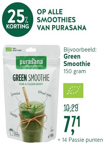 Promoties Green smoothie - Purasana - Geldig van 17/06/2019 tot 14/07/2019 bij Holland & Barret