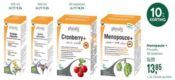 Promoties Menopauze + - Physalis - Geldig van 17/06/2019 tot 14/07/2019 bij Holland & Barret