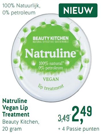 Promoties Natruline vegan lip treatment - Beauty Kitchen - Geldig van 17/06/2019 tot 14/07/2019 bij Holland & Barret