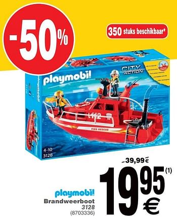 Promoties Brandweerboot 3128 - Playmobil - Geldig van 18/06/2019 tot 01/07/2019 bij Cora