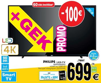 Promoties Philips led-tv 65pus6503 - Philips - Geldig van 18/06/2019 tot 01/07/2019 bij Cora