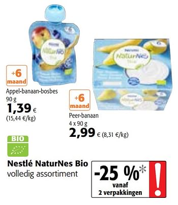 Promoties Nestlé naturnes bio volledig assortiment - Nestlé - Geldig van 19/06/2019 tot 02/07/2019 bij Colruyt
