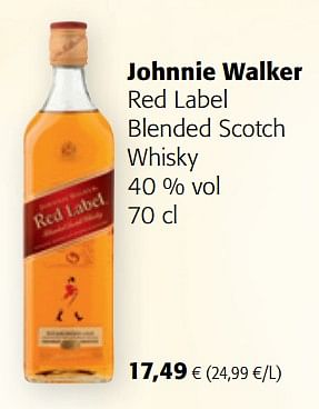 Promotions Johnnie walker red label blended scotch whisky - Johnnie Walker - Valide de 19/06/2019 à 02/07/2019 chez Colruyt