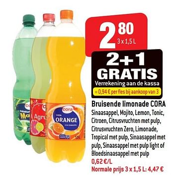 Promoties Bruisende limonade cora - Huismerk - Smatch - Geldig van 26/06/2019 tot 02/07/2019 bij Smatch