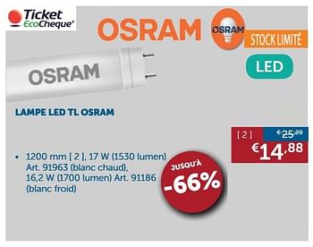 Promotions Lampe led tl osram - Osram - Valide de 25/06/2019 à 22/07/2019 chez Zelfbouwmarkt
