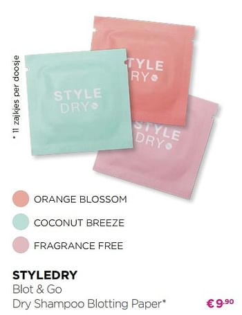 Promoties Styledry blot + go dry shampoo blotting paper - Styledry - Geldig van 01/06/2019 tot 30/06/2019 bij ICI PARIS XL