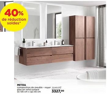 Promotions Mitra composition de meuble - noyer plan en solid surface - Balmani - Valide de 24/06/2019 à 31/07/2019 chez X2O