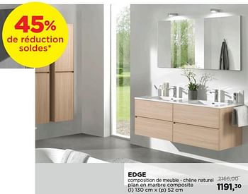 Promotions Edge composition de meuble - chêne naturel plan en marbre composite - Storke - Valide de 24/06/2019 à 31/07/2019 chez X2O