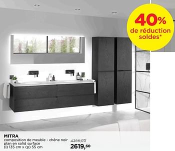 Promotions Mitra composition de meuble - chêne noir plan en solid surface - Balmani - Valide de 24/06/2019 à 31/07/2019 chez X2O