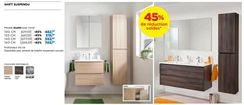 Promoties Shift suspendu meuble double avec miroir - Linie - Geldig van 24/06/2019 tot 31/07/2019 bij X2O