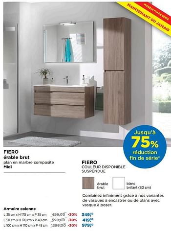 Promoties Fiero érable brut plan en marbre composite midi armoire colonne - Storke - Geldig van 24/06/2019 tot 31/07/2019 bij X2O