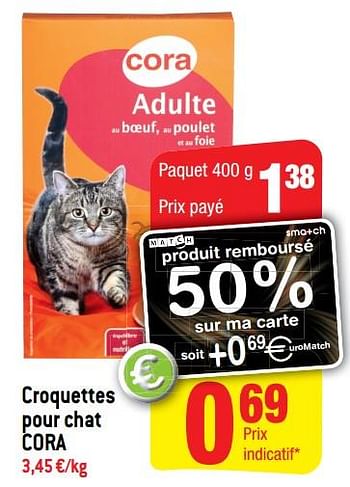 Promotions Croquettes pour chat cora - Produit Maison - Smatch - Valide de 26/06/2019 à 02/07/2019 chez Smatch