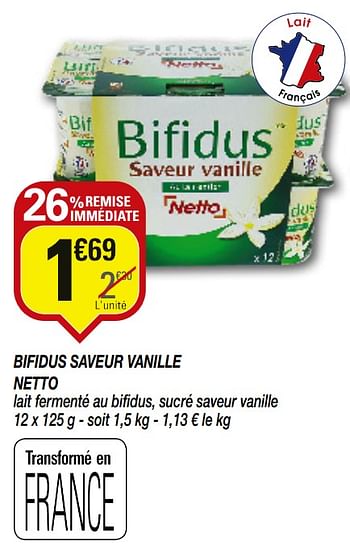 Promotions Bifidus saveur vanille netto - Produit Maison - Netto - Valide de 18/06/2019 à 30/06/2019 chez Netto