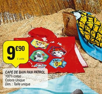 Promoties Cape de bain paw patrol - Huismerk - Netto - Geldig van 18/06/2019 tot 30/06/2019 bij Netto