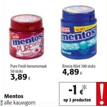 Promoties Mentos alle kauwgom - Mentos - Geldig van 19/06/2019 tot 02/07/2019 bij Colruyt