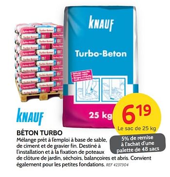 Promotions Béton turbo knauf - Knauf - Valide de 26/06/2019 à 15/07/2019 chez BricoPlanit