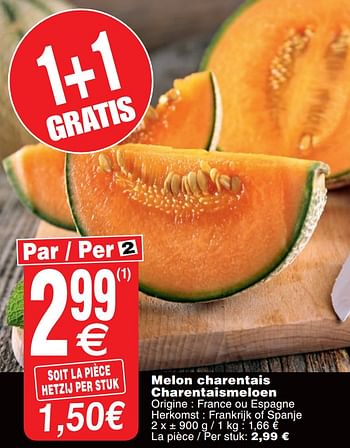 Promoties Melon charentais charentaismeloen - Huismerk - Cora - Geldig van 25/06/2019 tot 01/07/2019 bij Cora