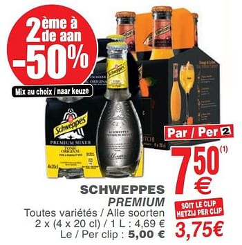 Promoties Schweppes premium - Schweppes - Geldig van 25/06/2019 tot 01/07/2019 bij Cora