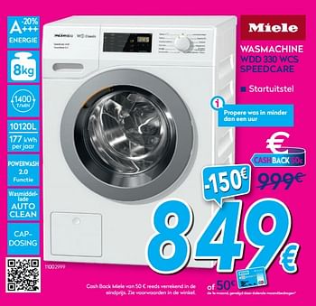 Promotions Miele wasmachine wdd 330 wcs speedcare - Miele - Valide de 01/07/2019 à 31/07/2019 chez Krefel