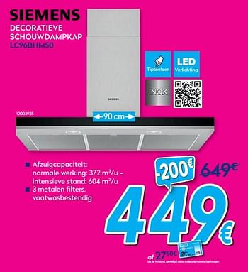 Promoties Siemens decoratieve schouwdampkap lc96bhm50 - Siemens - Geldig van 01/07/2019 tot 31/07/2019 bij Krefel