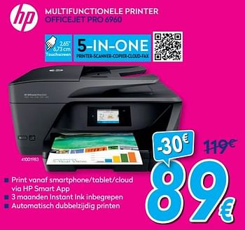 Promoties Hp multifunctionele printer officejet pro 6960 - HP - Geldig van 01/07/2019 tot 31/07/2019 bij Krefel