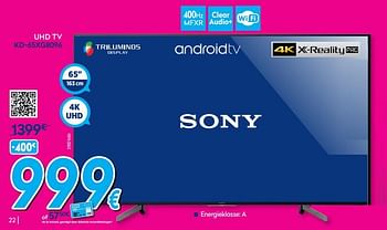 Promotions Sony uhd tv kd-65xg8096 - Sony - Valide de 01/07/2019 à 31/07/2019 chez Krefel