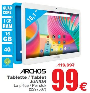 Promotions Archos tablette - tablet junior - Archos - Valide de 25/06/2019 à 08/07/2019 chez Cora