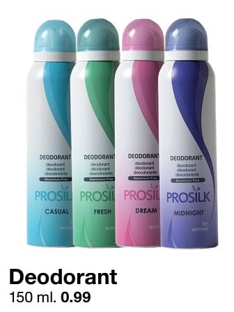 Promotions Deodorant - Prosilk - Valide de 22/06/2019 à 28/06/2019 chez Zeeman