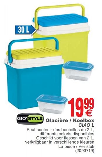 Promoties Glacière - koelbox ciao l - Gio Style - Geldig van 25/06/2019 tot 08/07/2019 bij Cora