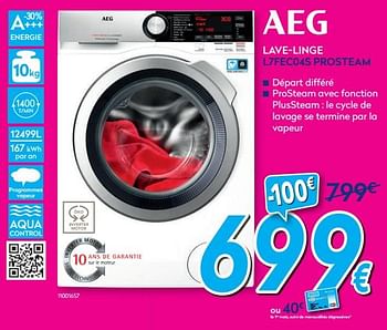 Promotions Aeg lave-linge l7fec04s prosteam - AEG - Valide de 01/07/2019 à 31/07/2019 chez Krefel