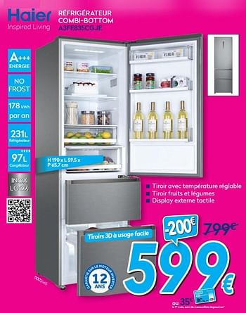 Promoties Hayer réfrigérateur combi-bottom a3fe835cgje - Haier - Geldig van 01/07/2019 tot 31/07/2019 bij Krefel