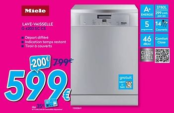 Promotions Miele lave-vaisselle g 4203 sc cs - Miele - Valide de 01/07/2019 à 31/07/2019 chez Krefel