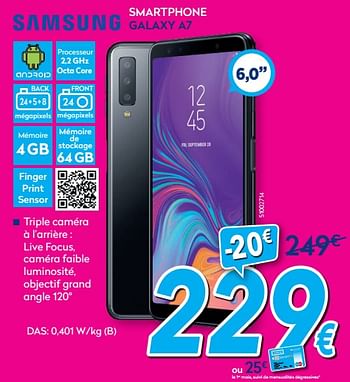Promotions Samsung smartphone galaxy a7 - Samsung - Valide de 01/07/2019 à 31/07/2019 chez Krefel