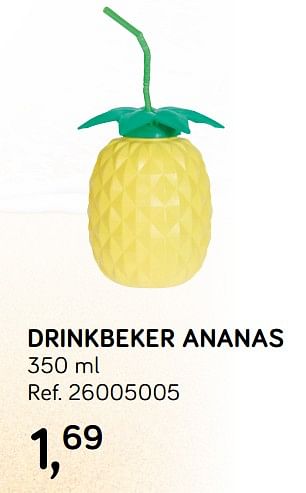 Promoties Drinkbeker ananas - Huismerk - Supra Bazar - Geldig van 25/06/2019 tot 23/07/2019 bij Supra Bazar