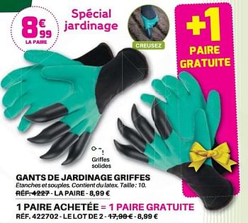 Promotions Gants de jardinage griffes - Produit Maison - Shopix - Valide de 01/06/2019 à 31/08/2019 chez Shopix