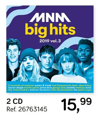 Promoties 2 cd mnm big hits 2019 vol.3 - Huismerk - Supra Bazar - Geldig van 25/06/2019 tot 23/07/2019 bij Supra Bazar