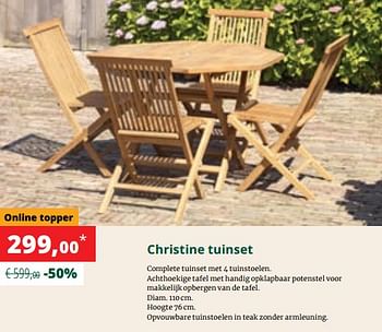Promoties Christine tuinset - Bristol - Geldig van 01/07/2019 tot 31/07/2019 bij Overstock