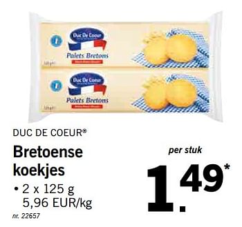 Promoties Bretoense koekjes - Duc De Coeur - Geldig van 01/07/2019 tot 06/07/2019 bij Lidl