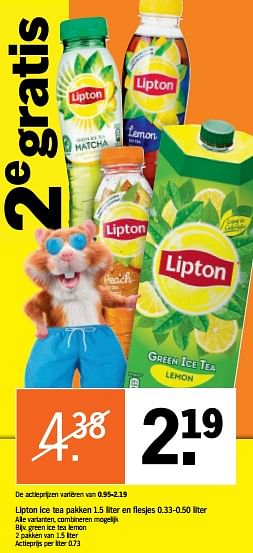 Promoties Green ice tea lemon - Lipton - Geldig van 24/06/2019 tot 30/06/2019 bij Albert Heijn